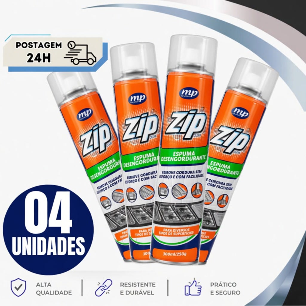 Kit 4 Zip Clean Espuma Desengordurante